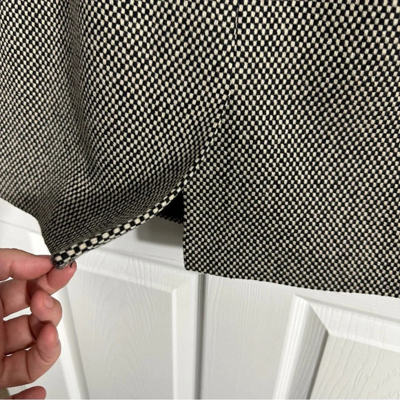 Talbots 12 petite wool blend skirt with leather trim, black/white microcheck - Picture 5 of 8